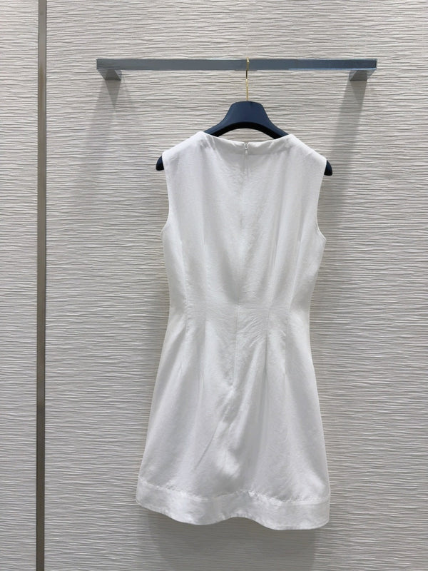 LV 25 Flower Vest Dress White Tencel