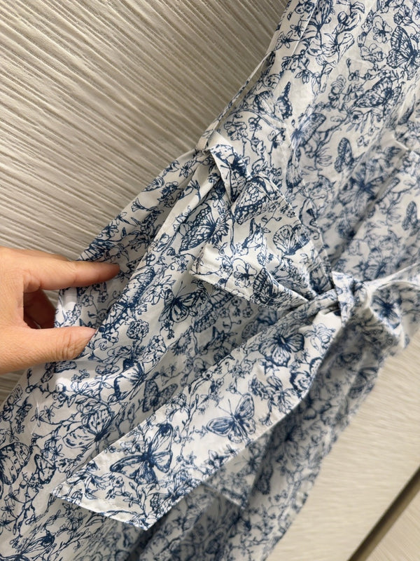 CD 2025 Butterfly Dress White Blue Cotton