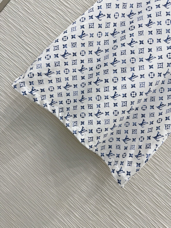 LV 25 Simple Dress White Blue Cotton