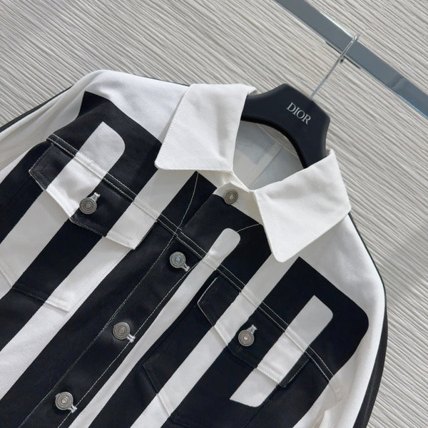 CD 2025 "Dior" Bomber Nero Bianco Cotone