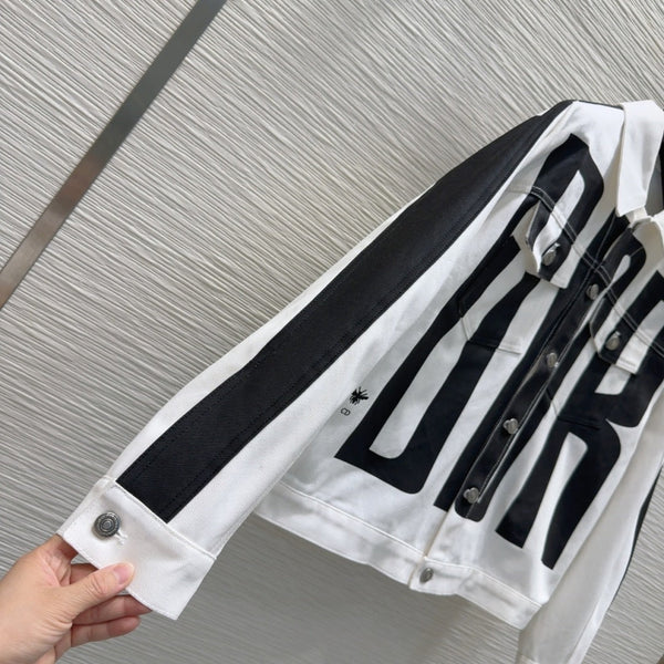 CD 2025 "Dior" Bomber Nero Bianco Cotone