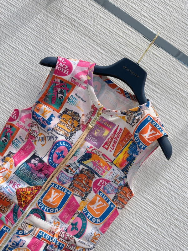 LV 25 Cheerful Pattern Dress Mulicolor Polyester Cotton