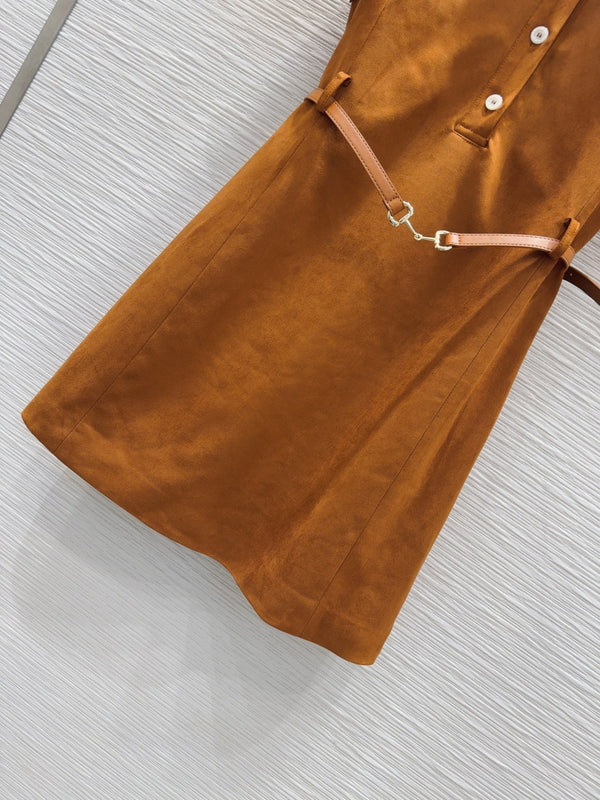 Gucci 2025 Abito Marrone Fibra di Poliestere