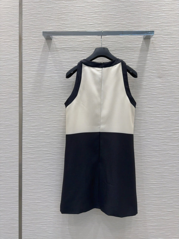 CD 2025 Suspender Skirt Black White Polyester