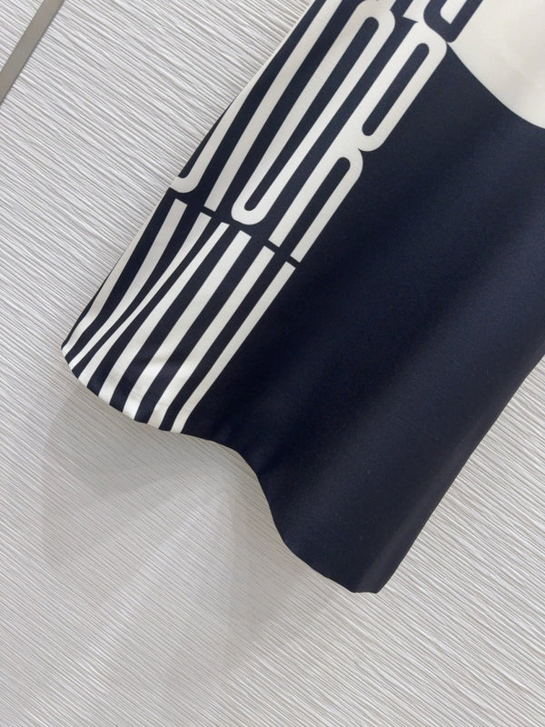 CD 2025 Suspender Skirt Black White Polyester