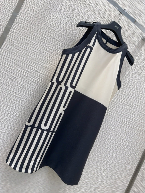 CD 2025 Suspender Skirt Black White Polyester