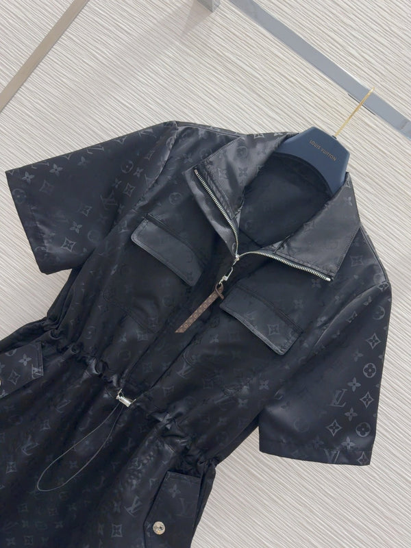 LV 25 Elastic Waist Dress Black Polyester