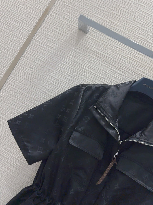 LV 25 Elastic Waist Dress Black Polyester