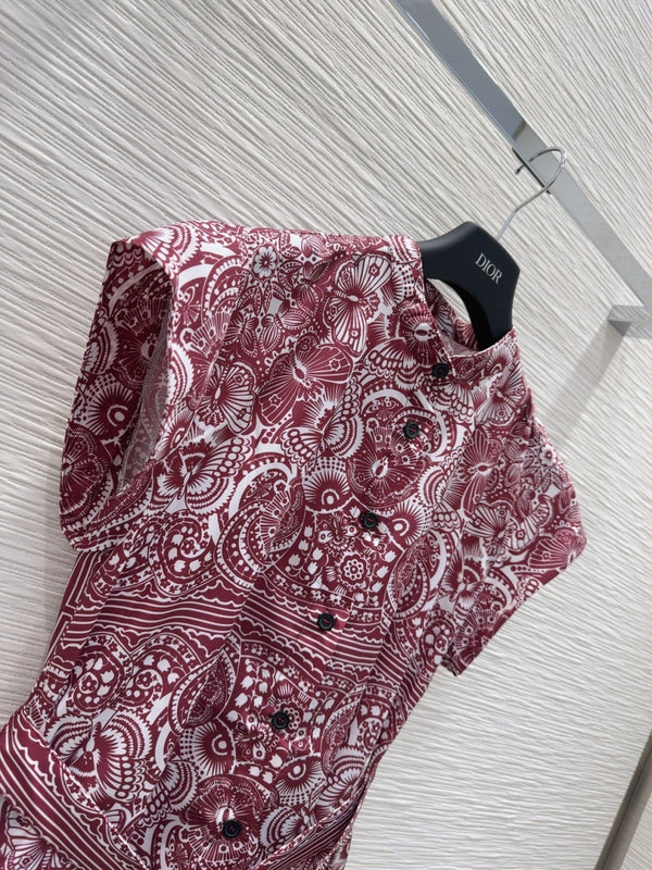 CD 2025 Abito floreale in cotone rosso