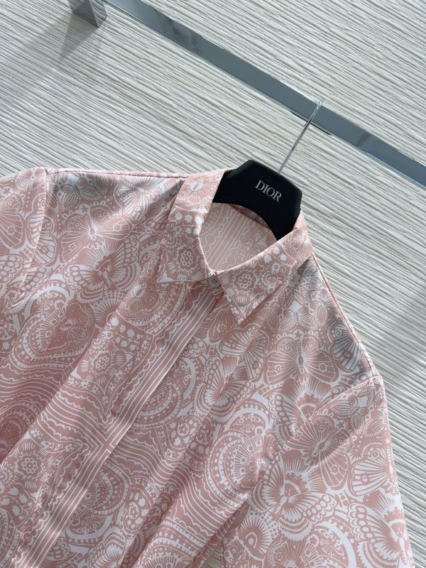 CD 2025 Abito corto floreale in cotone rosa