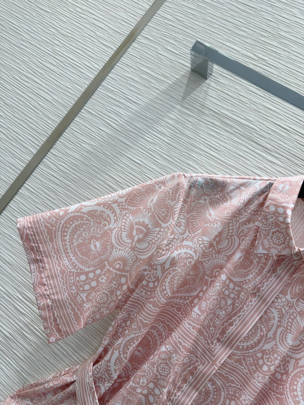 CD 2025 Abito corto floreale in cotone rosa