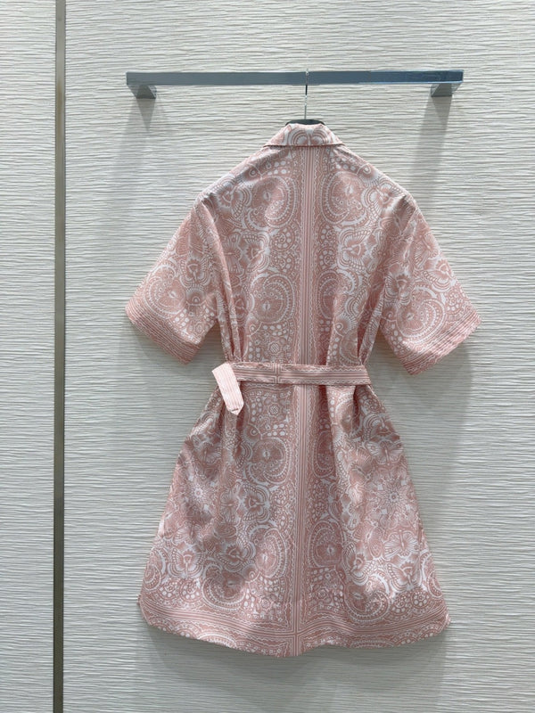 CD 2025 Abito corto floreale in cotone rosa