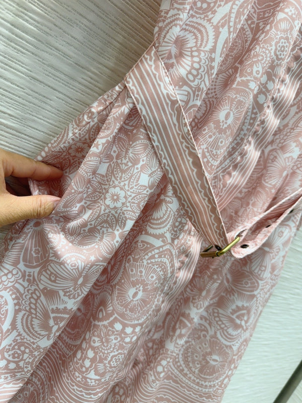 CD 2025 Abito corto floreale in cotone rosa