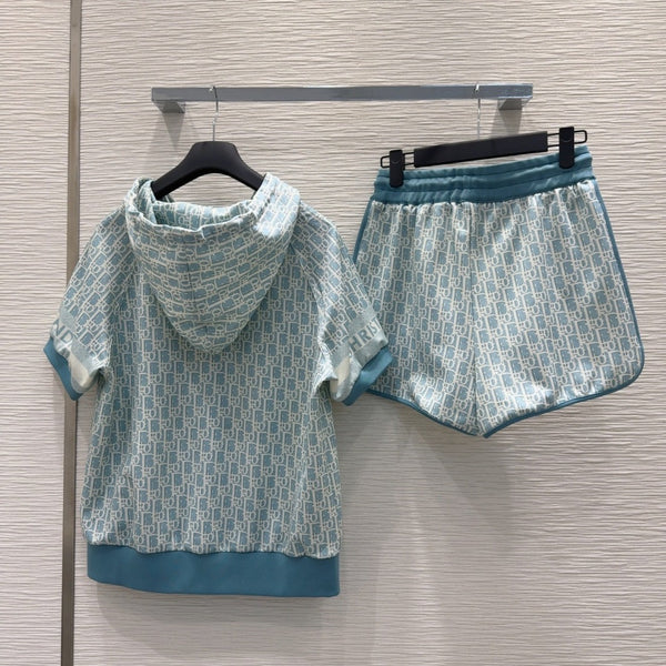 CD 25 Set Blue-Green and Beige Cotton