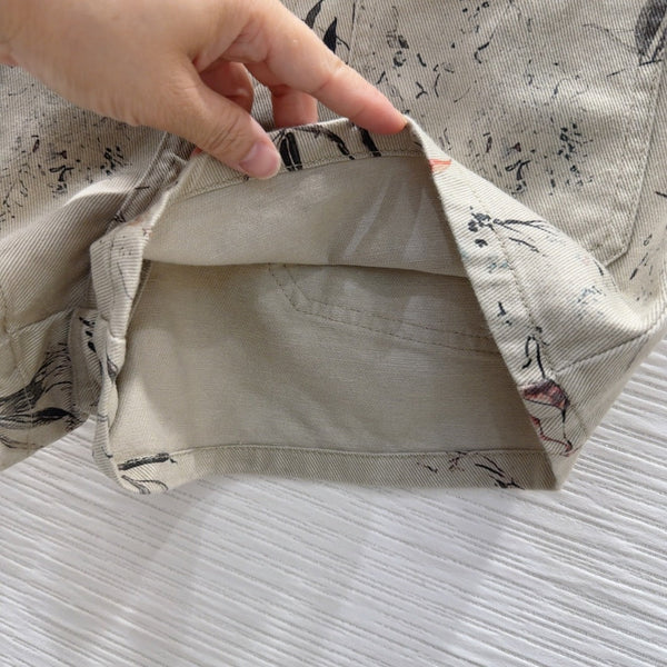 CD 25 Ink And Floral Short Beige Cotton