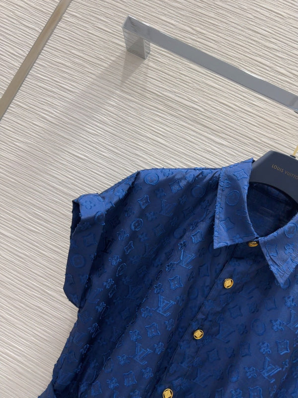 LV 25S Classic Stylish Dress Blue Polyester