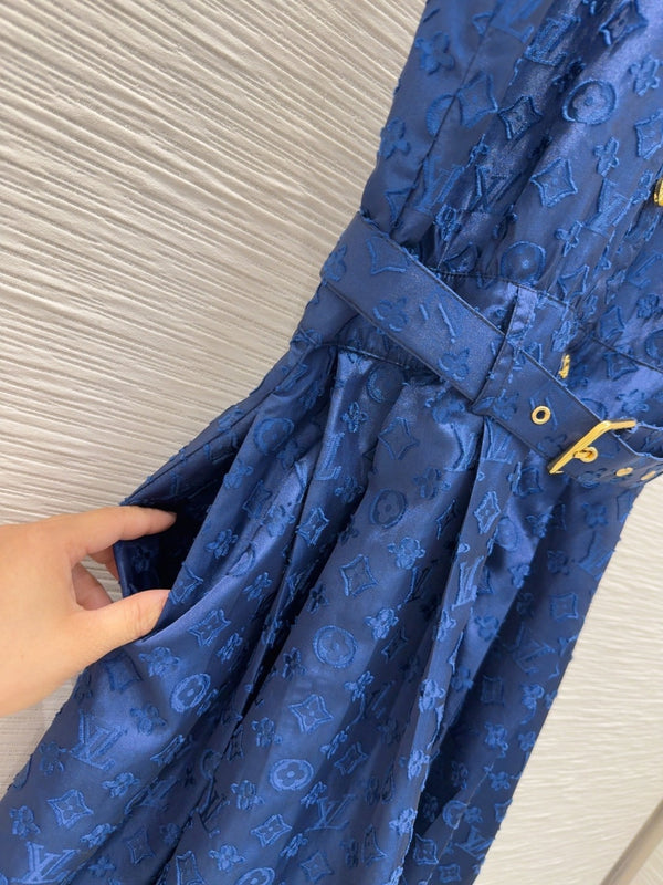 LV 25S Classic Stylish Dress Blue Polyester