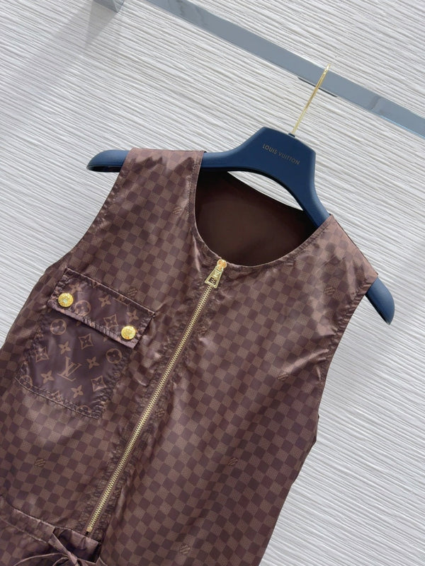 LV 25 Elegant Vest Dress Brown Polyester