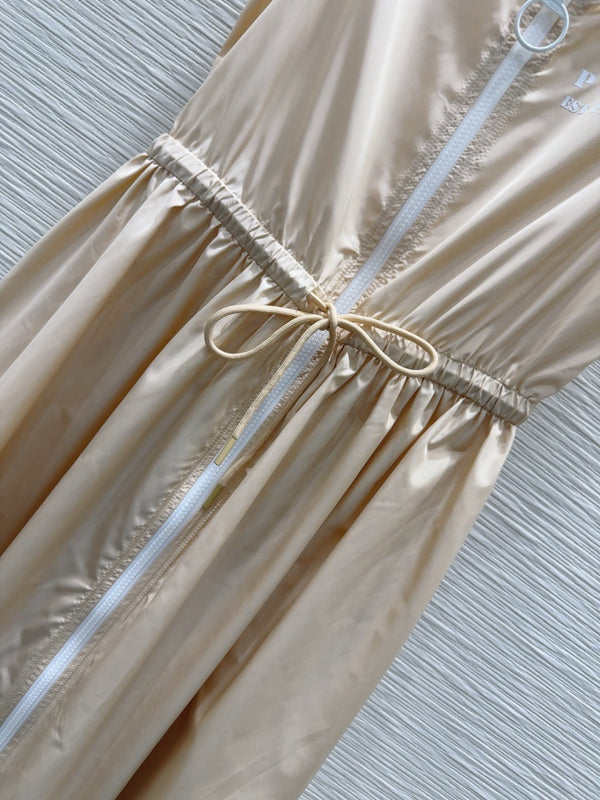 Prada 2025 Sleeveless Dress Beige Polyester