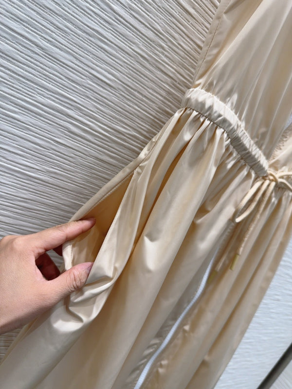 Prada 2025 Sleeveless Dress Beige Polyester