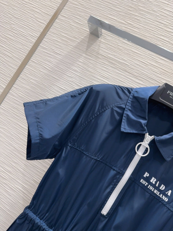 Prada 2025 Shirt Dress Navy Blue Polyester