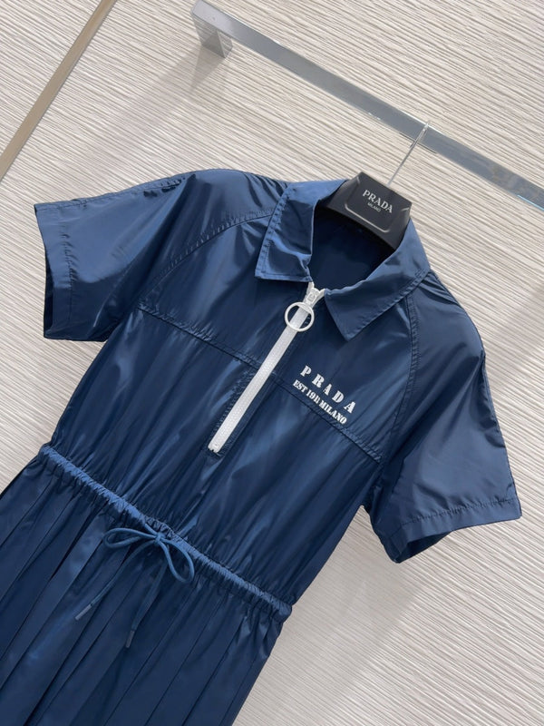 Prada 2025 Shirt Dress Navy Blue Polyester