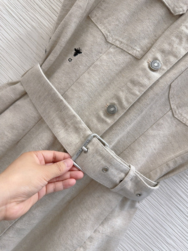 CD 2025 Shirt Dress Beige with Colorful Cotton