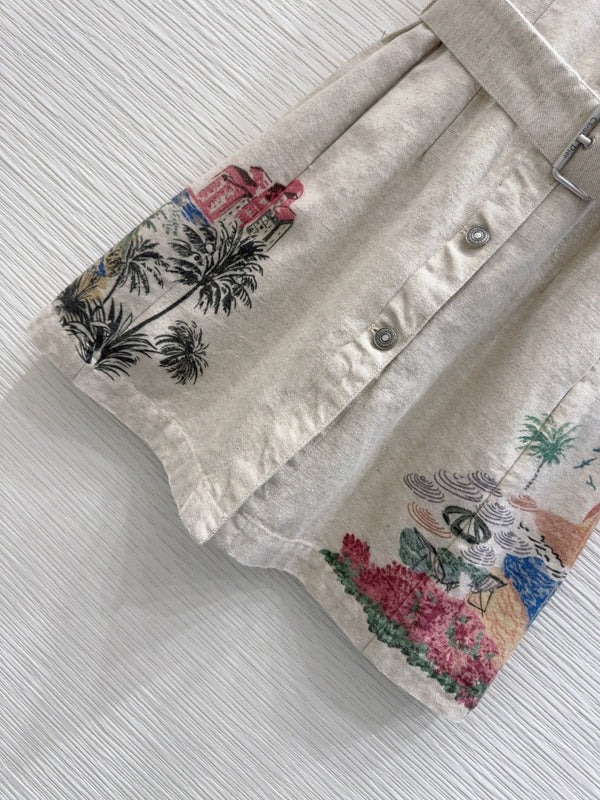 CD 2025 Shirt Dress Beige with Colorful Cotton