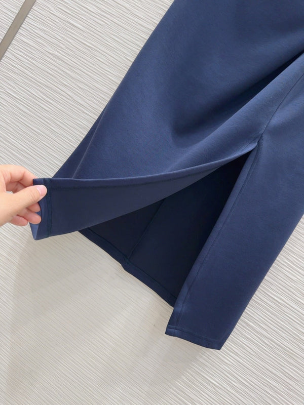 Celine 25 Twisted Waist Dress Navy Blue Cotton