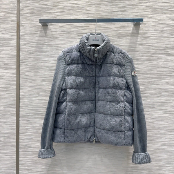Moncler 25 Jacket Grey Rabbit Fur Mix Wool