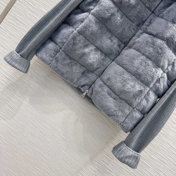 Moncler 25 Jacket Grey Rabbit Fur Mix Wool