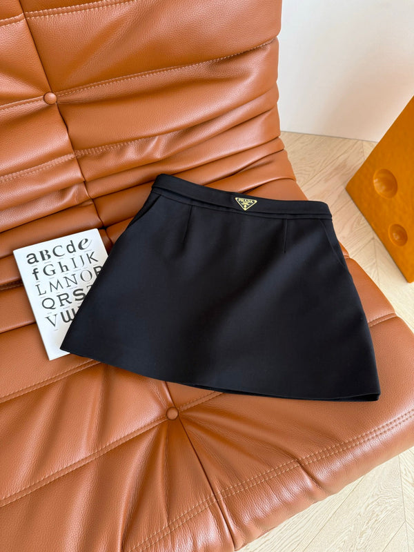 Prada 25 Skirt Black and Gray Wool