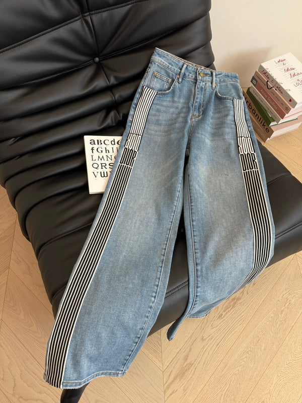 CD 25 Straight-leg Jeans With Double-sided Webbing Stitching Light blue Cotton