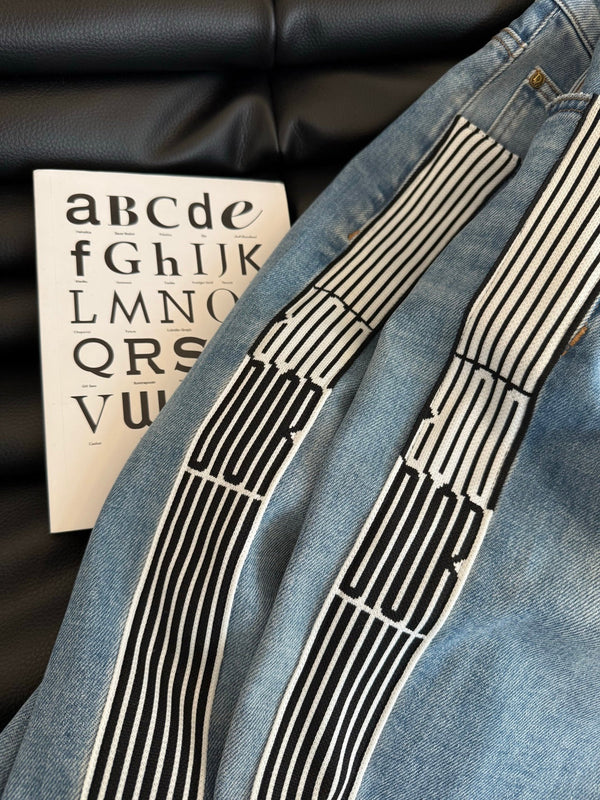 CD 25 Straight-leg Jeans With Double-sided Webbing Stitching Light blue Cotton