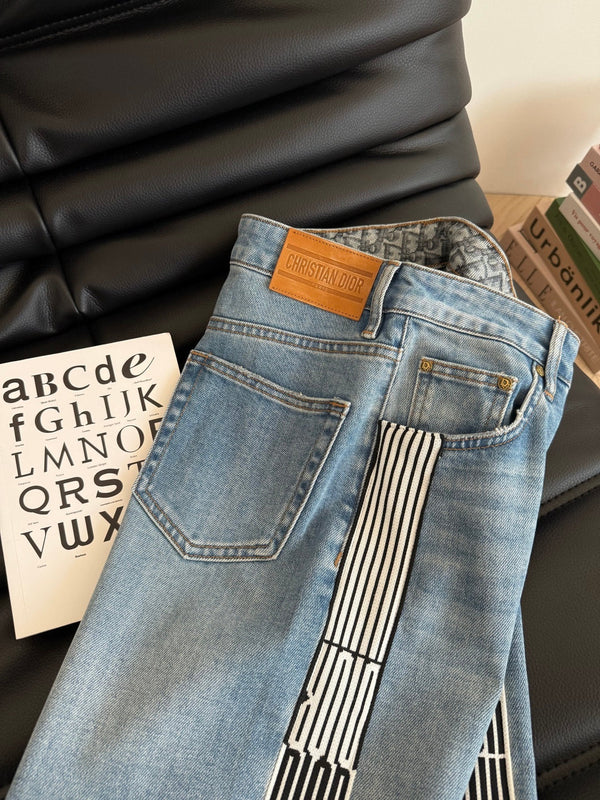 CD 25 Straight-leg Jeans With Double-sided Webbing Stitching Light blue Cotton