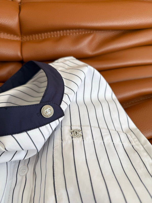 CC 25 Strped Shirt White Cotton