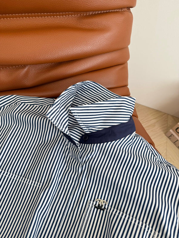 CC 25 Striped Shirt Navy Blue White Cotton
