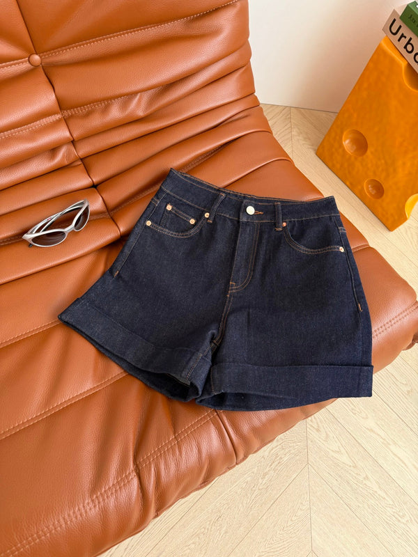 Gucci 25 Logo Embroidered Rolled-hem Denim Shorts Cotton