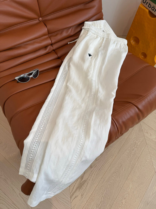 CD 25 Hollow Lace Pant Black and White Natural Fiber