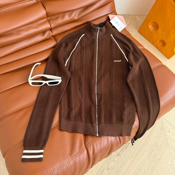 Miu Miu 25 Knitted Cardigan Brown Wool