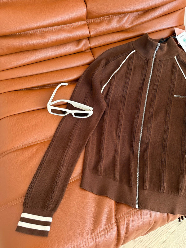 Miu Miu 25 Knitted Cardigan Brown Wool