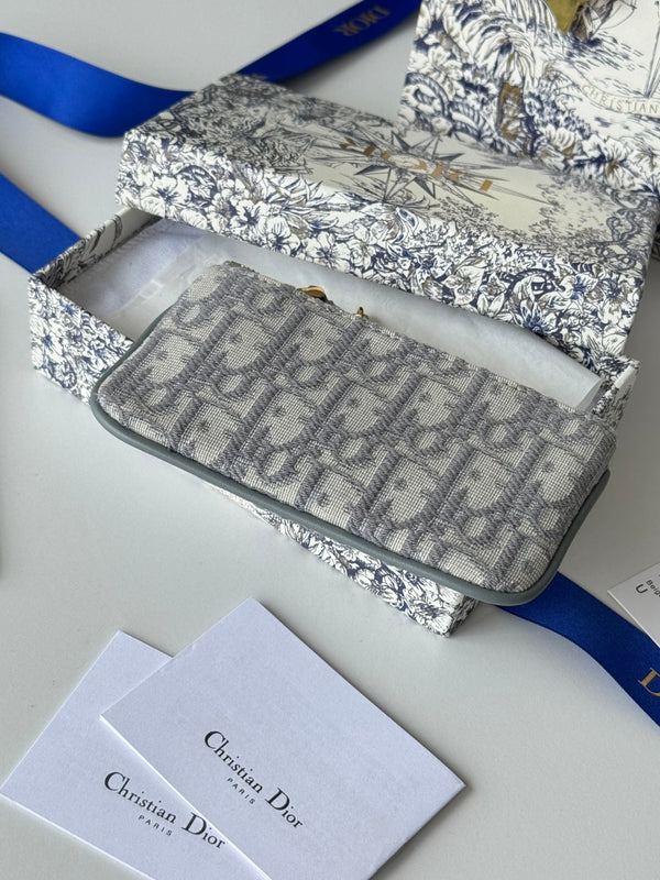 CD 30 Montaigne Coin Purse Key Bag Grey Jacquard GHW