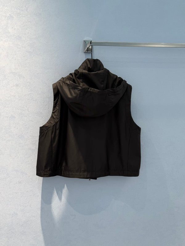 Fendi 25 Hooded Vest Black Polyester Fiber