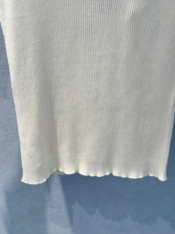 Fendi 25 Letter Hollow Knitted Short Sleeves top White Silk Cotton