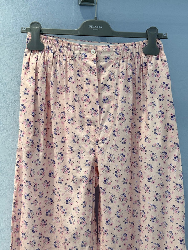 Prada 25 Floral Pant Pink Cotton