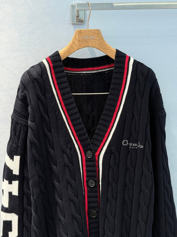 CD 25 Cardigan Black Red White Cotton