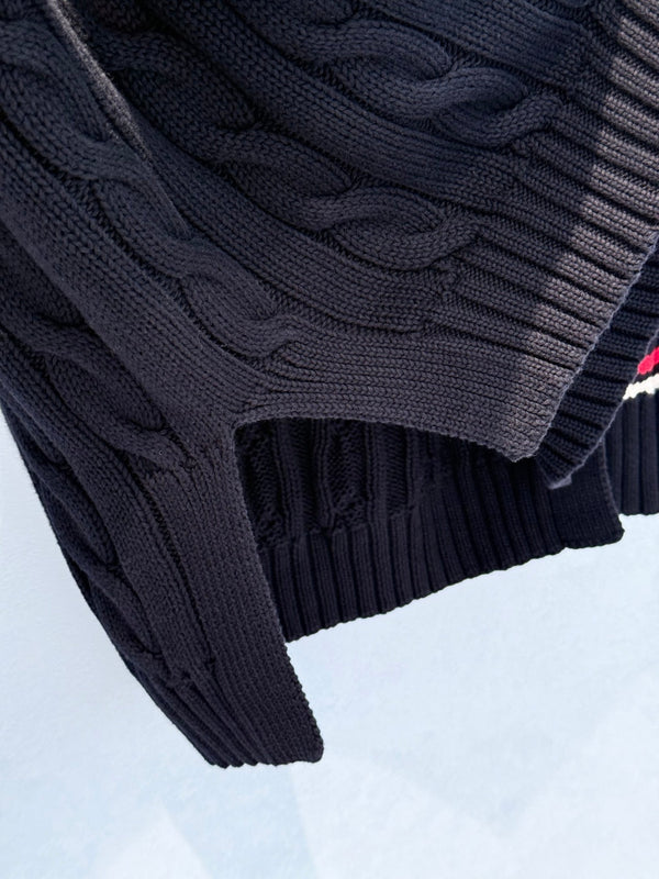 CD 25 Cardigan Black Red White Cotton