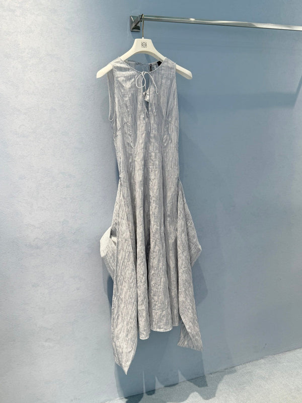 Loewe 25 Sleeveless Dress Blue mix White Cotton Polyamide