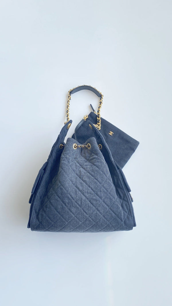 CC 25C Hobo Bags 40cm Dark Blue Denim