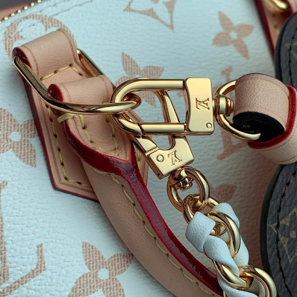 Borsa LV Alma Monogram 19,5 cm in pelle bianca e beige, tela 337567